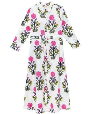 Inara Rosette Bloom Cotton Dress - White