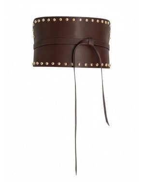 Circular Path Corset Belt Studs - Brown