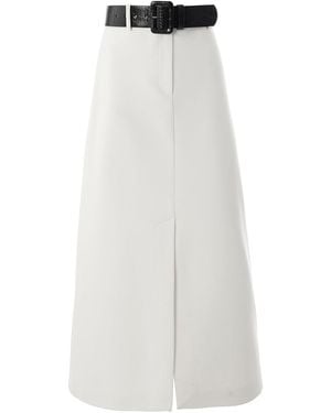 Exquise Belted Pocketed Skirt - White