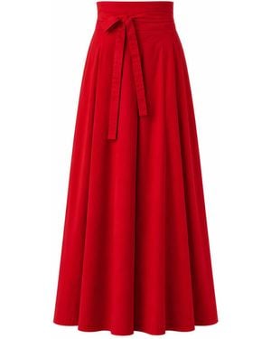 Nikka Place Long Cotton High Waist Skirt - Red