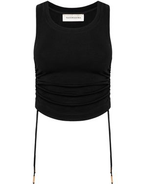 Mandragora Adjustable Strap Crop Top Made Of Viscose – Ivy - Black