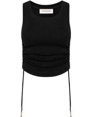 Mandragora Adjustable Strap Crop Top Made Of Viscose – Ivy - Black