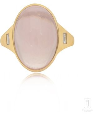 The Jewelz Eraya Blush Rose Quartz Cocktail Ring For Gifting - Metallic