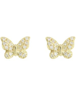 KAMARIA Mini Butterfly Stud Earrings With Diamonds - Metallic