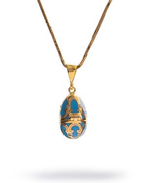 Ebru Jewelry Lucky Clover Enamel Egg Necklace - Metallic