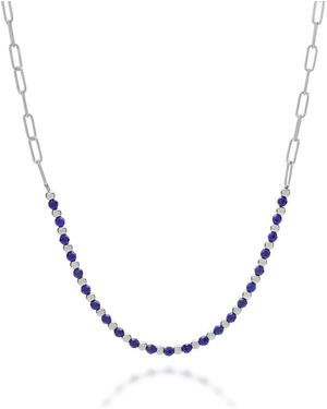 Nellou Jewellery Lapis Gem Shine Necklace Sterling - Metallic