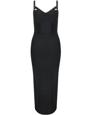 Sour Figs Bustier Mesh Binding Detail Dress - Black