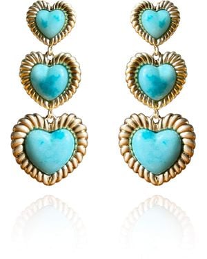 Laura Gray Sloan Triple Heart Earrings - White