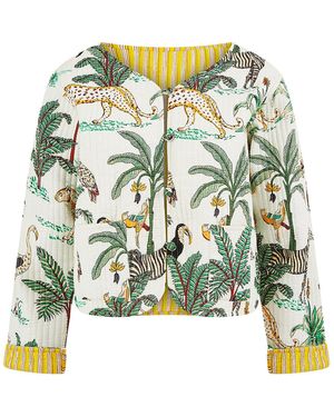 Yumi' Animal Reversible Cotton Quilted Jacket - Green