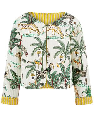 Yumi' Animal Reversible Cotton Quilted Jacket - Green
