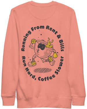 Anchor and Crew Dusty Rose Gustatory Coffee Over Bills Cotton Blend Embroidered Sweatshirt - Pink