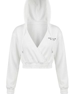 Revyve Active Cropped V-Neck Hoodie - White