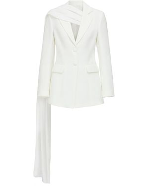 NAZLI CEREN Marylebone Blazer With Chiffon - White
