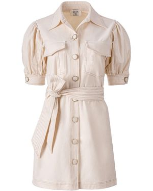 Lita Couture Topstitch Detail Cotton Dress - Natural