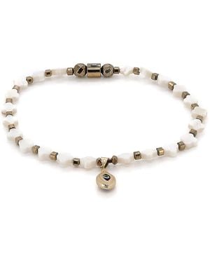 Ebru Jewelry Clover Pearl Evil Eye Talisman Anklet - Metallic