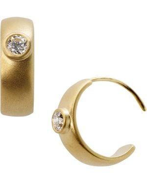 Bombyx House Diamond Slim Huggie Earrings - Metallic
