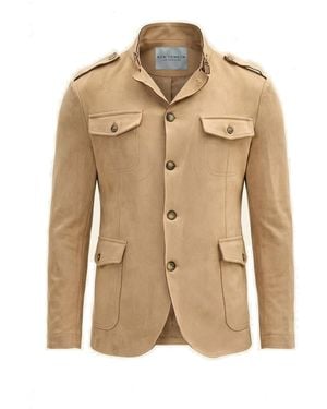 Ron Tomson Neutrals Microsuede Lightweight Safari Jacket - Natural