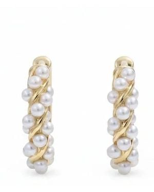 Angel Barocco Twisted Pearl Mini Hoop Earrings - Metallic