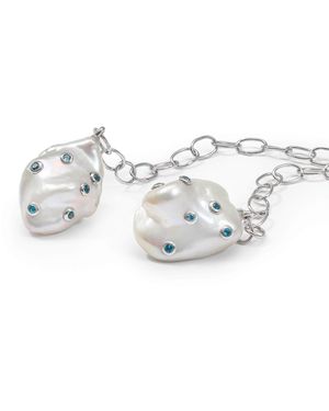 German Kabirski Cadena Baroque Pearl & London Topaz Necklace - Metallic
