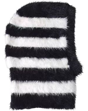London Atelier Byproduct Striped & Striped Fuzzy Balaclava - Black