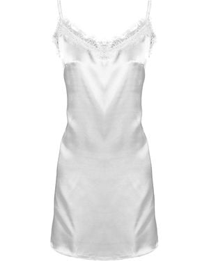 Ettie Satin Slip Dress With Lace Trim - White