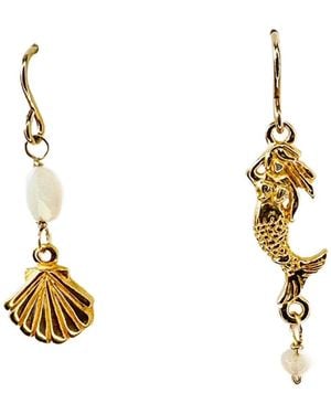 Lexi Jewelry Mermaid & Scallop Shell Dangly Earrings - Metallic