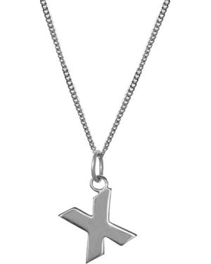 Edge Only Letter Pendant X Initial Necklace Sterling - Metallic