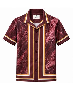 Chic Urban Velouris Cuban Collar Shirt - Red