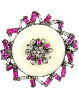 Artisan 18K & Sapphire, Diamond Enamel Statement Ring - Pink