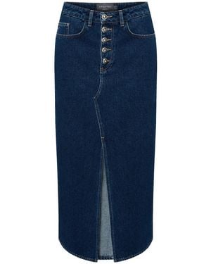 Exquise Regular Structured High-Waist Denim Malia D. Skirt - Blue