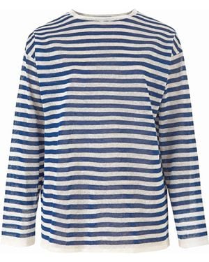 SALANIDA Tanto Linen Long-Sleeve Top Striped - Blue