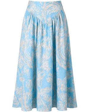 Oh!Zuza Neutrals Echo Viscose Midi Skirt Pockets - Blue