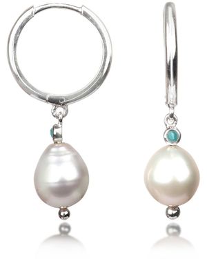 The Jewellery Store London Huggie With Pearl And - Metallic