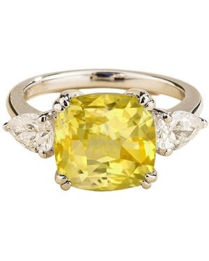 Juvetti Pari Sapphire Cushion Cut & Diamond Pear Cut Ring - Yellow