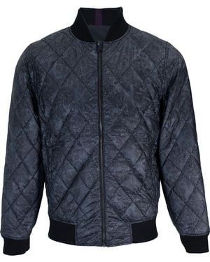 lords of harlech Ron Reversible Bomber Jacket In Black - Blue