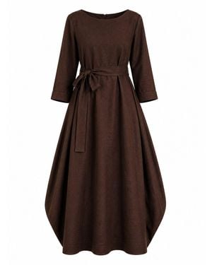 Nikka Place Maxi Linen Summer Loose Dress - Brown