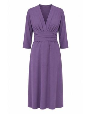 Conquista Draped Waist Midi Dress - Purple
