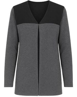 Conquista Wool Blend Block Colour Cardigan Anthracite - Black