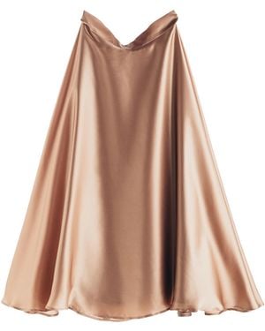 MIONÈ Fluttering Silk Midi Skirt - Brown