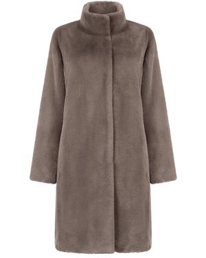 ISSY LONDON Bette Coat Vegan Faux Soft Pile Fur Taupe - Brown