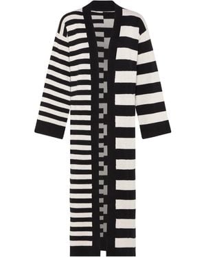 INGMARSON Multi-Striped Wool & Cashmere Knitted Cardigan Long - Black