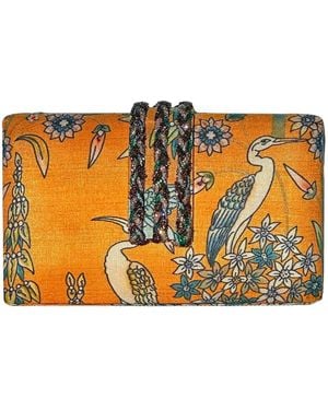 Simitri Paradise Bird Braided Fringe Clutch - Natural