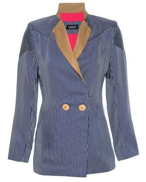 LAHIVE Cyprus Pinstriped Slinky Jacket - Blue