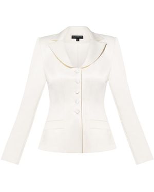Tia Dorraine Tailored Satin Blazer - White