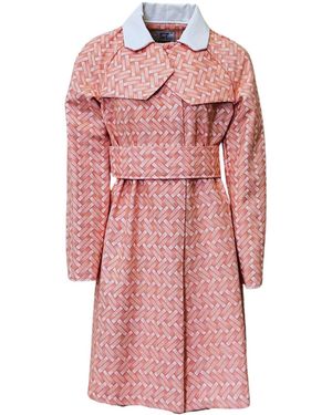 Couture to Your Door Waffle Mod Upholstery Trench Coat - Pink