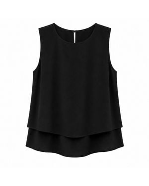 Nuvv Collection Ivory Layered Sleeveless Blouse - Black