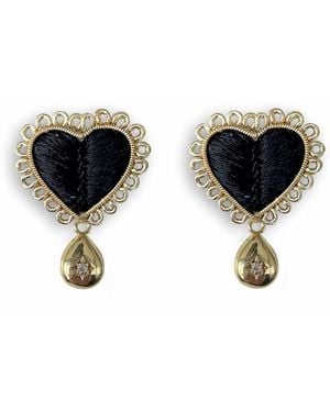 VETKA Heart Drop Earrings -Heart Of Night - Black