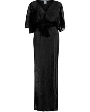 Why Mary Aphrodite Sheer Lurex Maxi Dress - Black