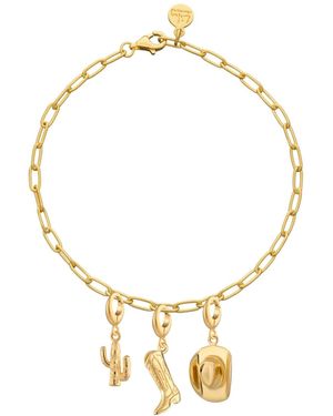 Lily Charmed Plated Cowboy Oval Link Charm Bracelet - Metallic