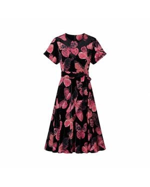 Yumi' Velvet Butterfly Midi Dress - Red